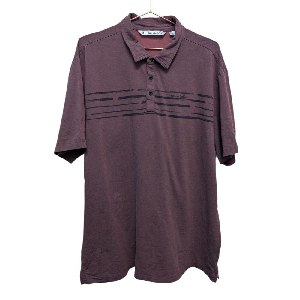 Travis Mathew Mens Size XXL Golf Polo Shirt Dark Red Cotton Blend Club Logo 8x8